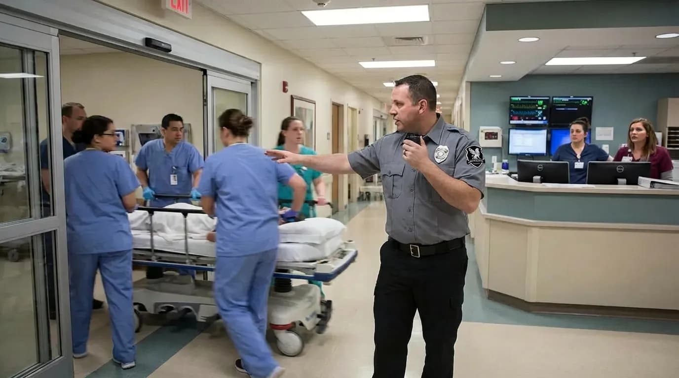 Emergency response drill at hospital facility